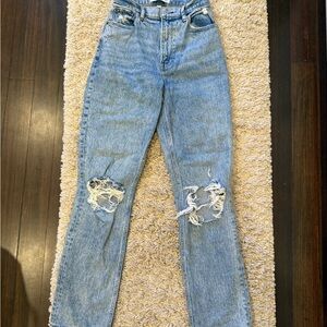 Abercrombie & Fitch Light Blue Distressed Straight Leg Jeans